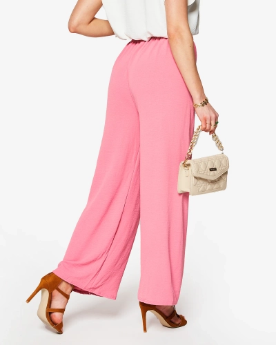 Women's wide palazzo pants in dark pink- Clothing