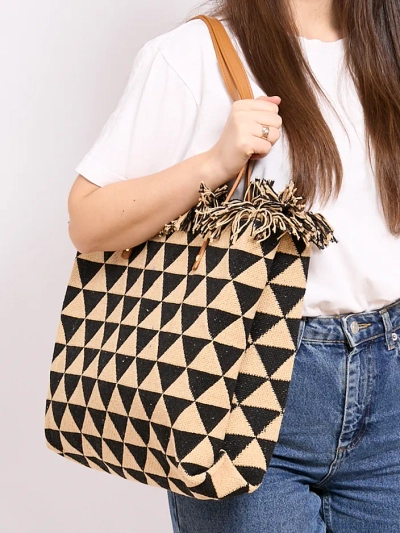 Brown braided mailbag on gold chain - Accessories