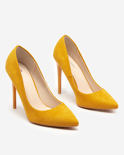 OUTLET Yellow women's pumps with eco suede on a stiletto Veneci - Shoes