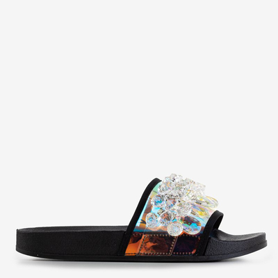 OUTLET Black women's sandals with Halpasi stones - Footwear