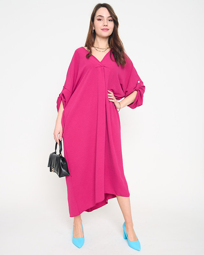 Fuchsia women's oversize midi dress - Clothing