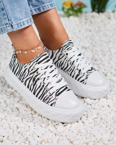 Royalfashion Black and white women's platform sneakers Atredika