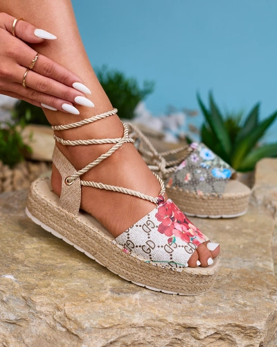 Royalfashion Beige women's floral espadrilles Elizeaf