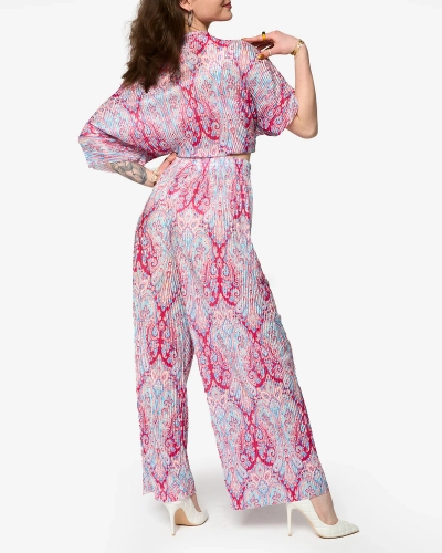 Fuchsia-blue ribbed women's set with print- Clothing