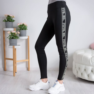 Czarne legginsy z wysokim stanem - Spodnie