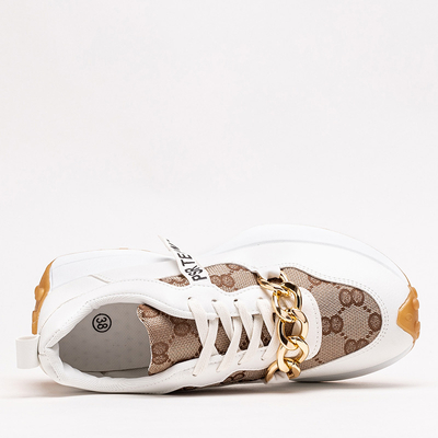 OUTLET Бело-коричневые женские кроссовки с принтом Philly-Footwear