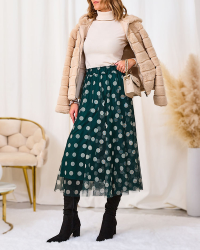 Royalfashion Dark green women's double-layered pea midi skirt