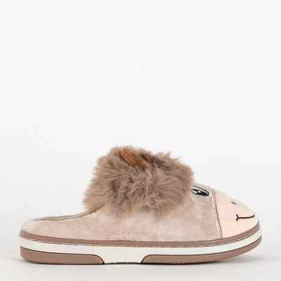 OUTLET Animmes beige bull slippers for children - Footwear