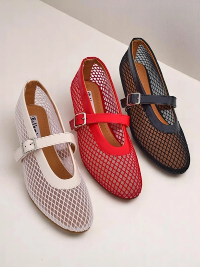Royalfashion Women’s cutout ballerina flats with a strap Naommi