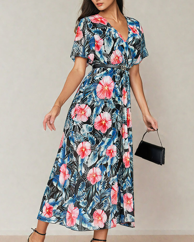 Royalfashion Women's pleated floral midi dress