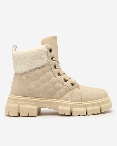 Royalfashion Beige women's insulated trapper boots Hogenaf