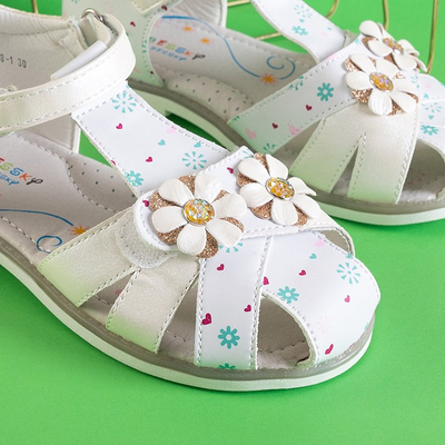 OUTLET White girls' sandals with Laluna decorations - Footwear