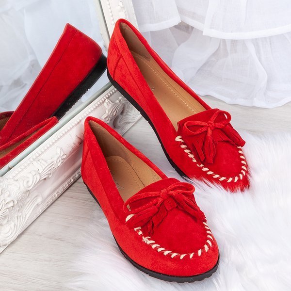 Red loafers on a flat Sinsej sole - Footwear
