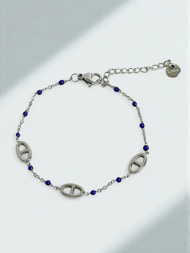Callista Argento Bracelet – silver with beads and a Greek motif