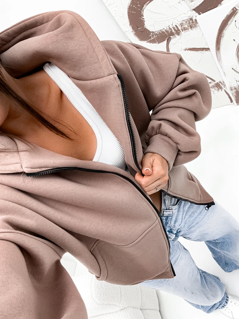 Royalfashion Damska bawełniana ocieplana bluza butterfly