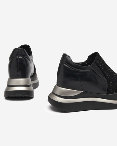 Black women's sneakers with a hidden wedge Elema - Footwear
