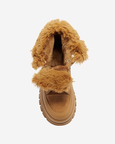 Women's platform lace-up snow boots in camel Neatesa - Footwear