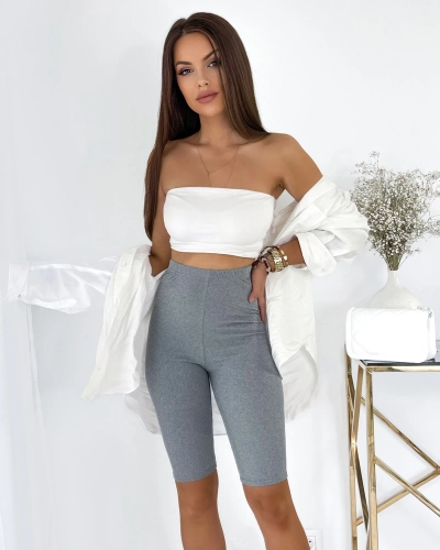 Royalfashion Серые женские ребристые леггинсы для велоспорта