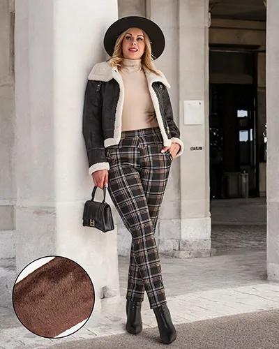 Royalfashion Warmed sieviešu tegingu bikses PLUS SIZE