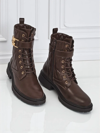 Sable Rose Quilted Faux Leather Ankle Boots