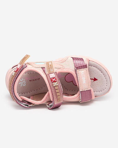 Light pink children's sandals with Velcro Mepoti - Footwear