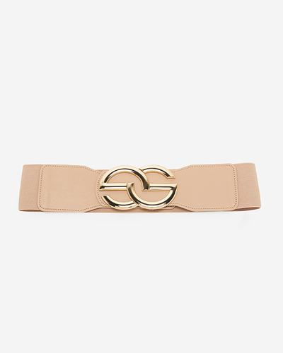 Camel elastic belt with large gold buckle - Accessories