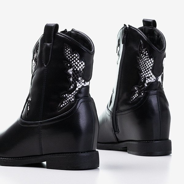 Черные женские ботильоны на скрытой танкетке Walter