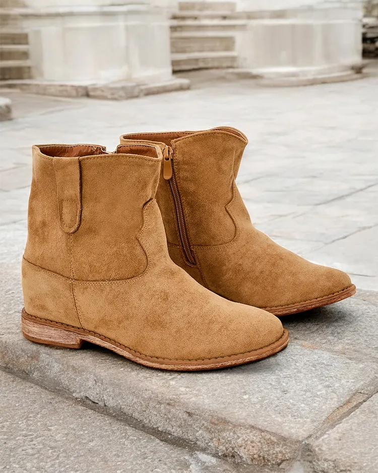 Royalfashion Brūns čības ar kauboja stilu uz pārklāta kāju bumbu Patorias