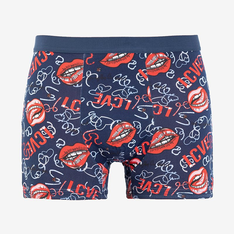 Navy blue men's printed boxers - Underwear