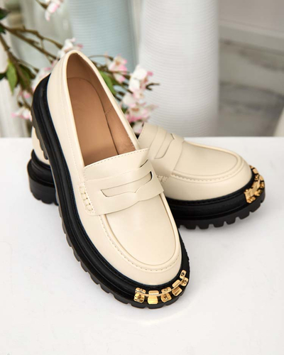 Aurelia Beige Women's Platform Loafers 5cm - Stylish and Comfortable