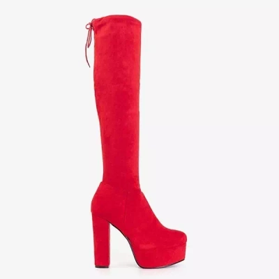 OUTLET Red high-heeled boots from Fagida - Shoes