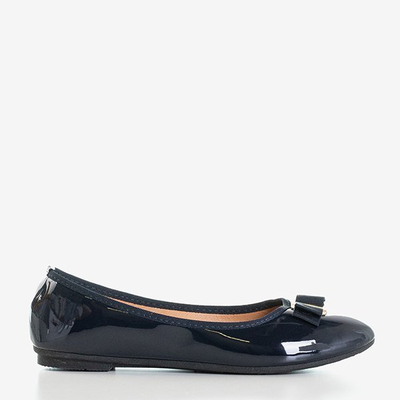 Navy blue patent ballerinas with Marco bow - Footwear