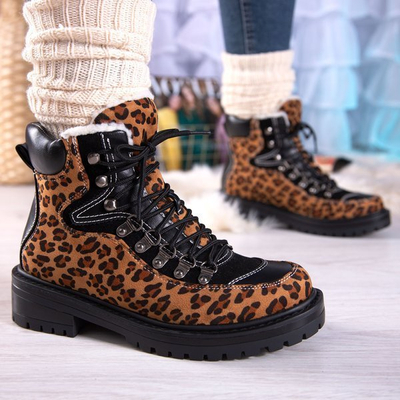 Leopard print boots insulated with Dori sheepskin coat - Footwear