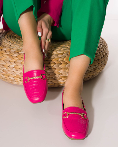 Ladies' fuchsia moccasins with Riltia decoration - Footwear