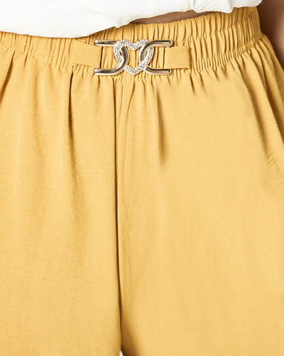 Women's wide palazzo pants in mustard color - Clothing