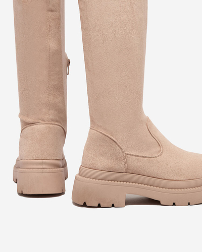 Royalfashion Женские бежевые сапоги до колена Watewag