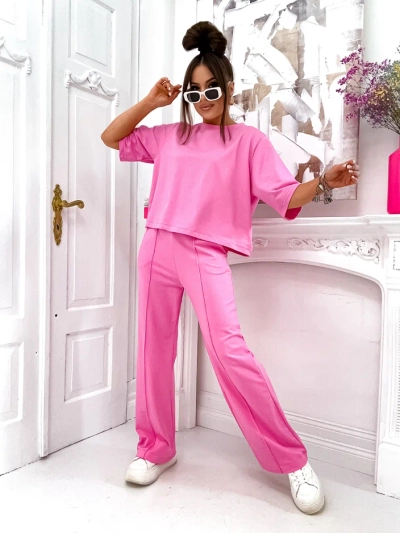 Royalfashion Sieviešu kokvilnas komplekts ar izplestām biksēm