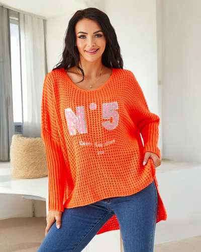 Royalfashion Acrylic women's knitted sweater with inscriptions