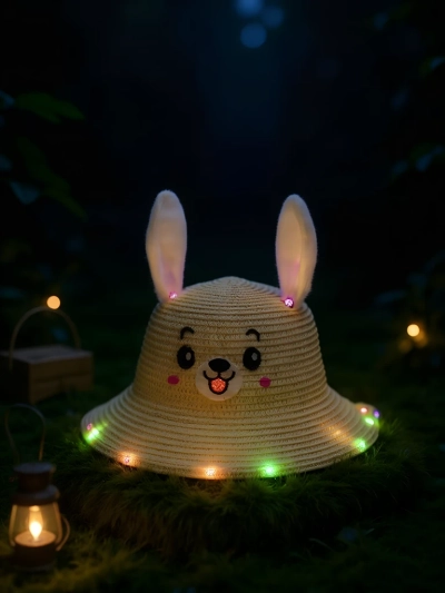 Royalfashion Children's Straw Hat Glow Puppy Hat