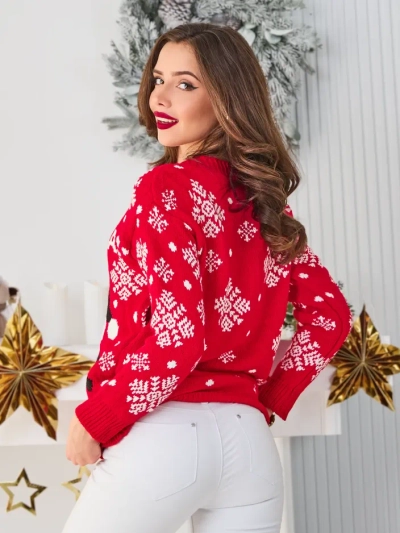 Royalfashion Sieviešu Ziemassvētku džemperis ar Ziemassvētku vecī vi