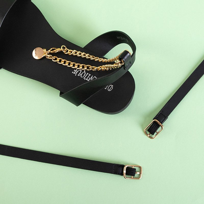 Black women's sandals with a chain Izdylea - Footwear