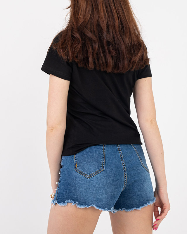 Black women's t-shirt with a teddy bear print - Clothing