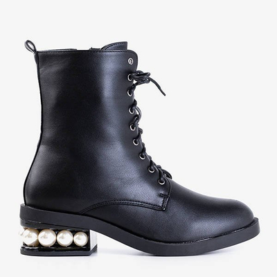 Ladies 'black flat-heel trainers with pearls Minot - Shoes