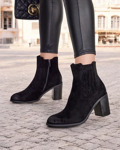 Royalfashion Eko-zamšādas sieviešu zābaki uz bloka papēža Cesios