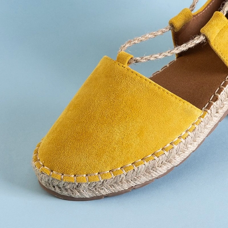 OUTLET Yellow women's tied espadrilles Asoria - Shoes
