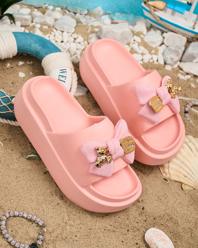 Royalfashion Women's rubber flip-flops with decorative bow Nilm