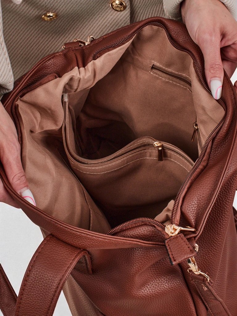 Large Women's Faux Leather Shopper Bag Moon Whisper