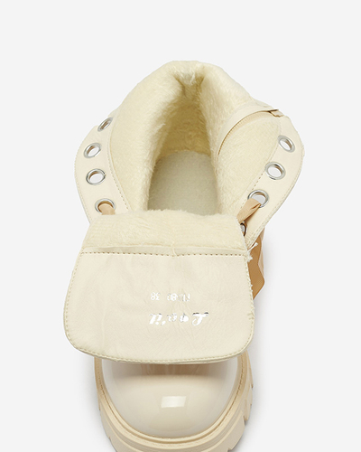 Sieviešu lakādas bagger zābaki bēšā krāsā Oselfo- Footwear