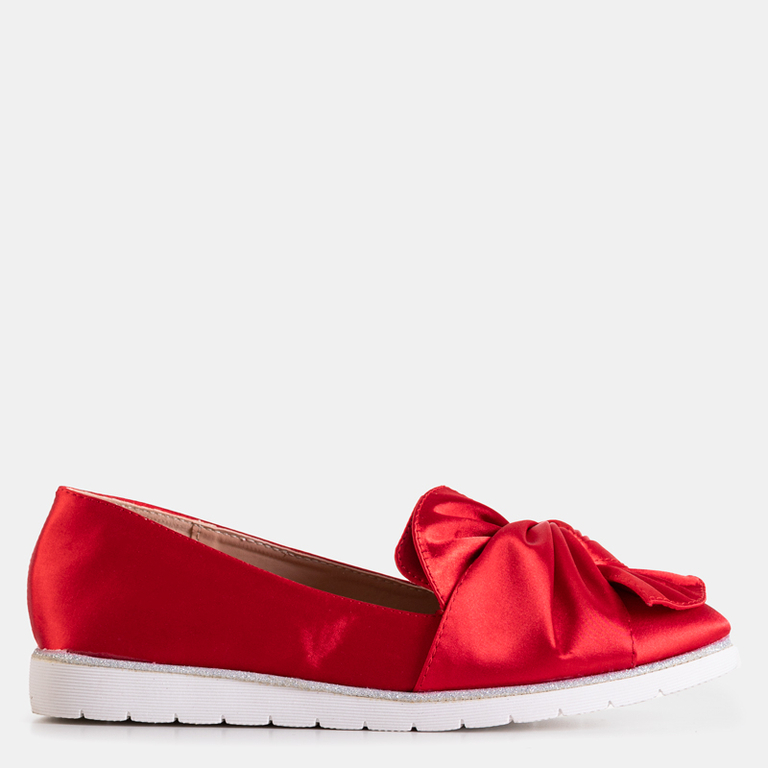 Red women's loafers with a Laverton bow - Footwear