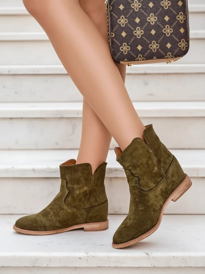 Royalfashion Cowboy-style ankle boots on a covered wedge Blueston